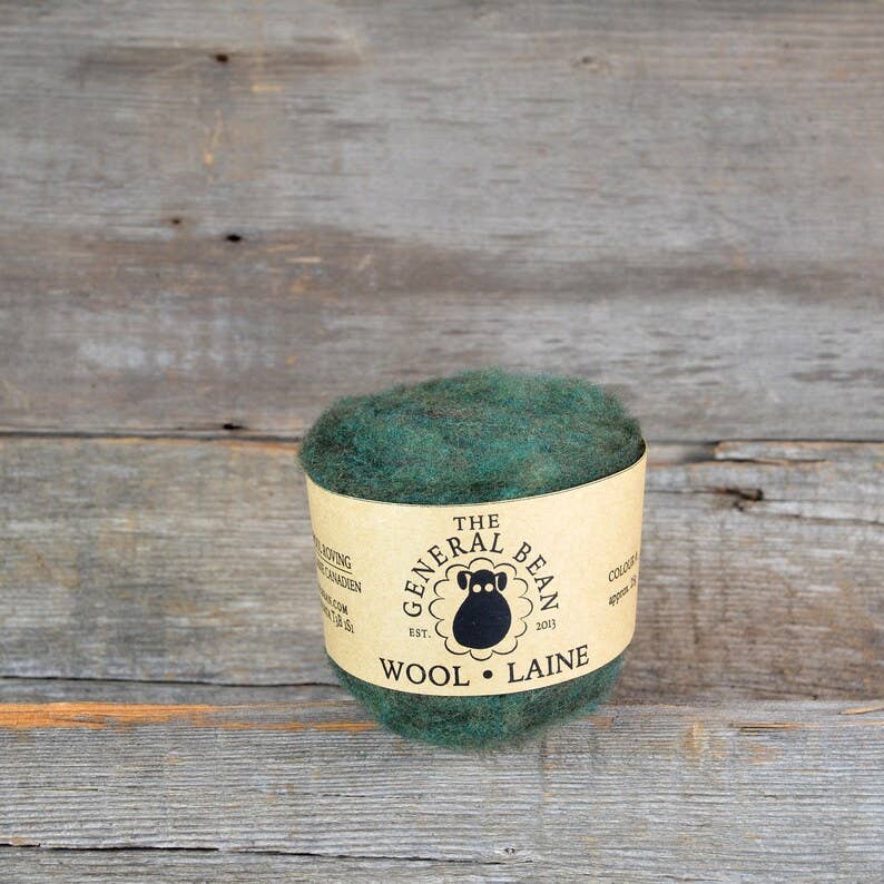 Needle Felting Wool - Dark Green Local Wool - The Yarn Geek