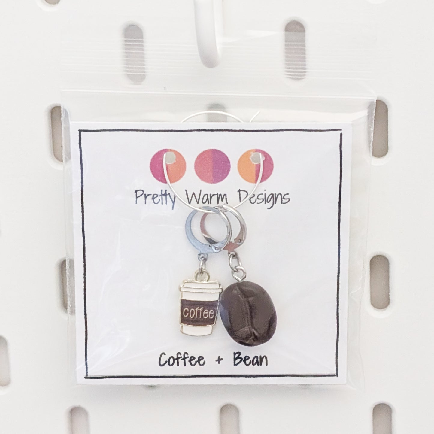 Coffee + Bean Locking Stitch Marker Duo, Crochet or Knitting