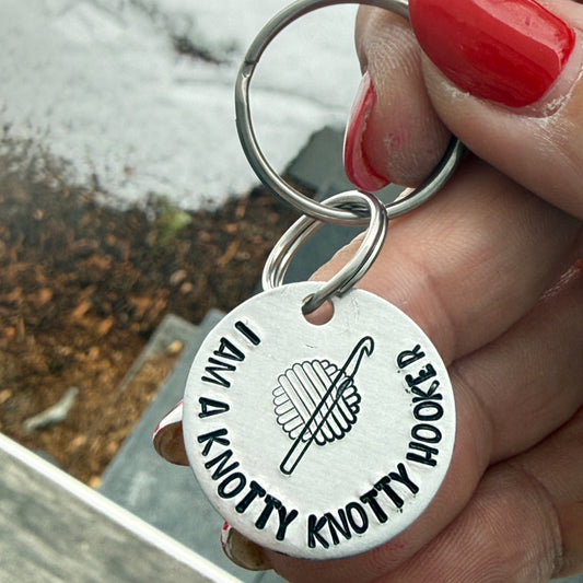 I Am a Knotty Knotty Hooker Keychain - The Yarn Geek