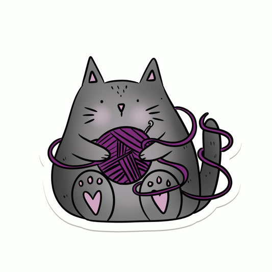 Crochet Cat | Animal | Pet | Waterproof Sticker | 2.5"
