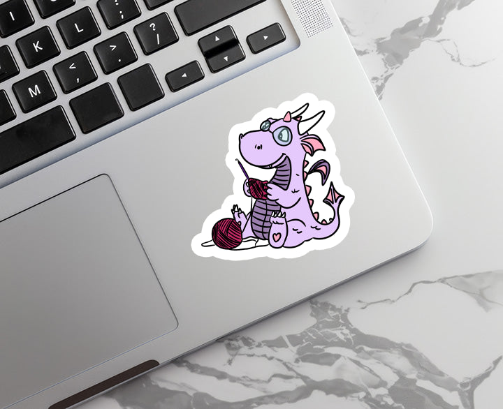 Crochet Dragon | Crafting | Waterproof Vinyl Sticker | 3"