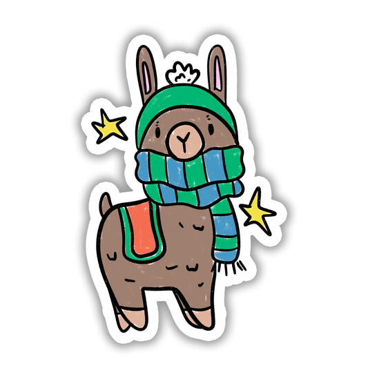 Winter Alpaca | Animal | Waterproof Vinyl Sticker | 3"