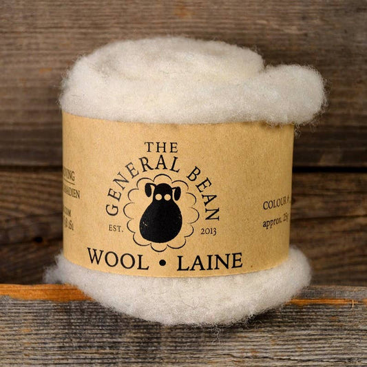 Needle Felting Wool - 25 grams Cream- Roving