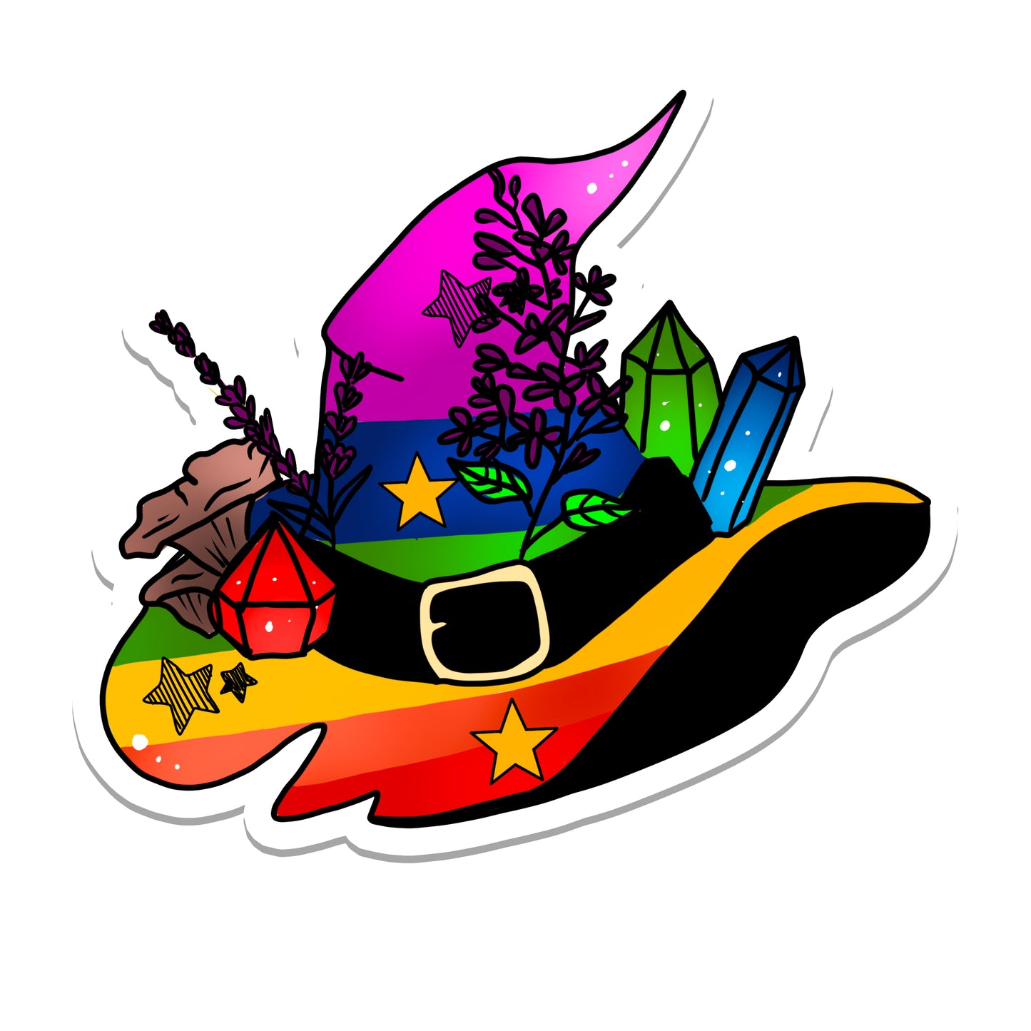 Rainbow Pride Flag | Witch | Waterproof Sticker | 3"