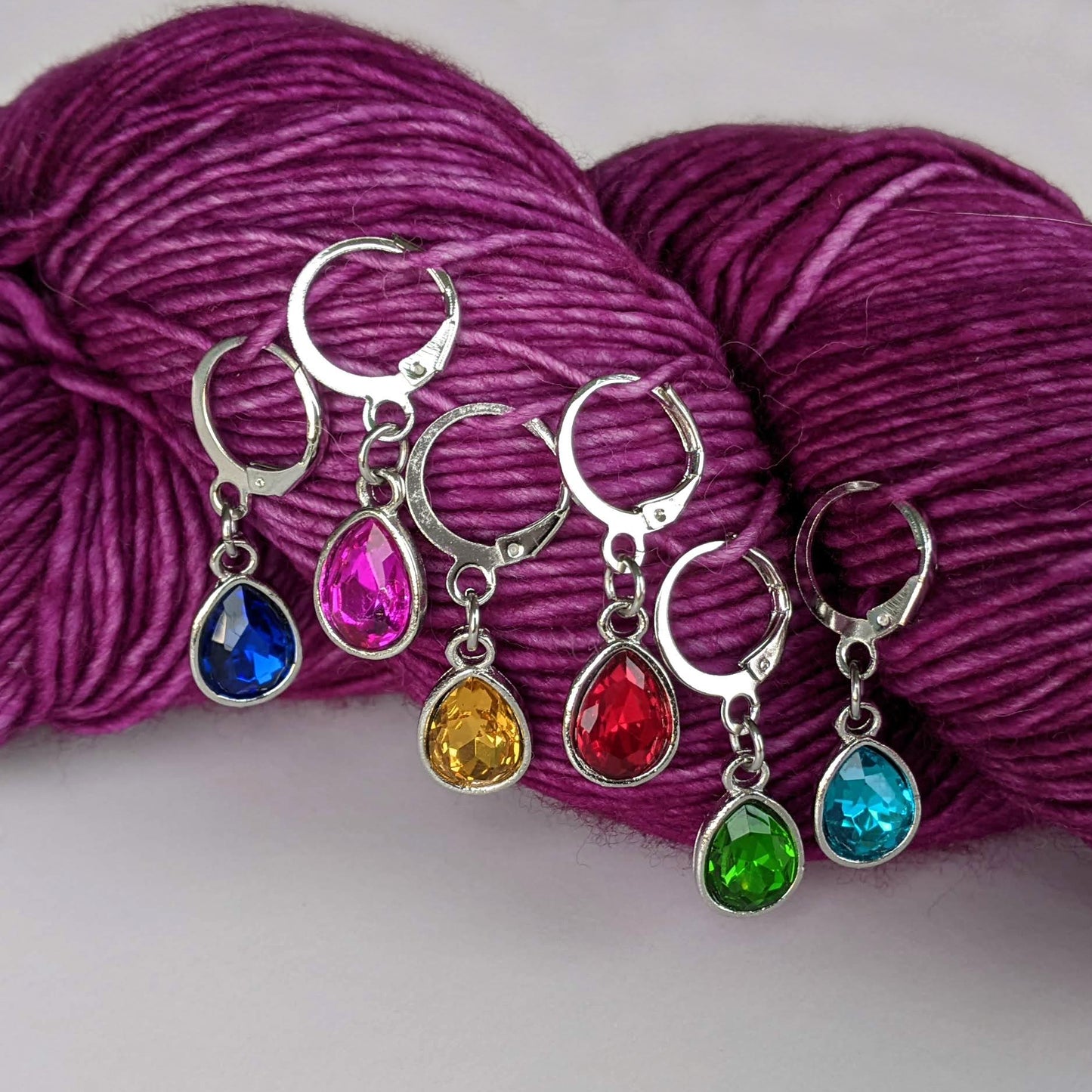 Crystal Jewels Locking Stitch Markers - Set of 6