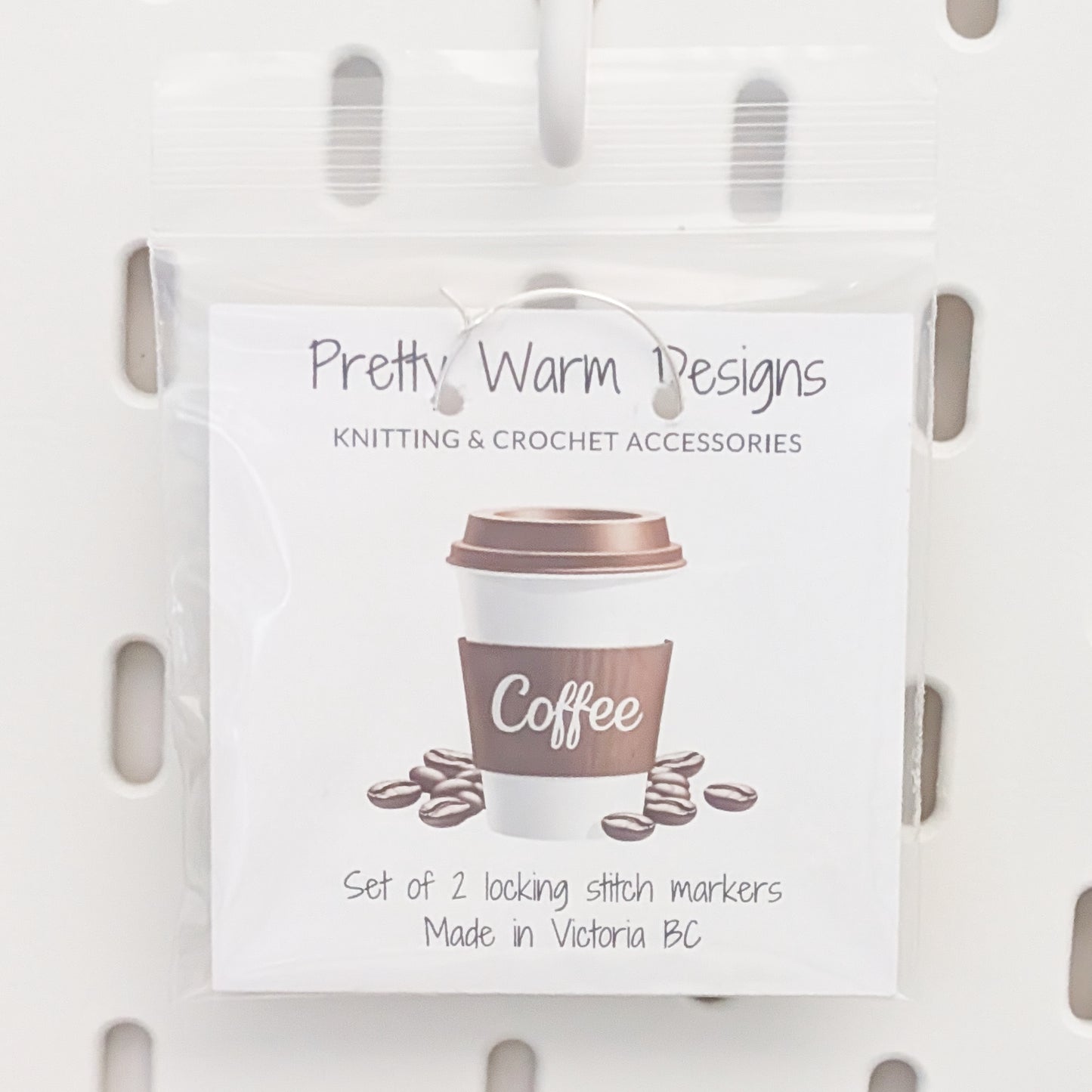 Coffee + Bean Locking Stitch Marker Duo, Crochet or Knitting