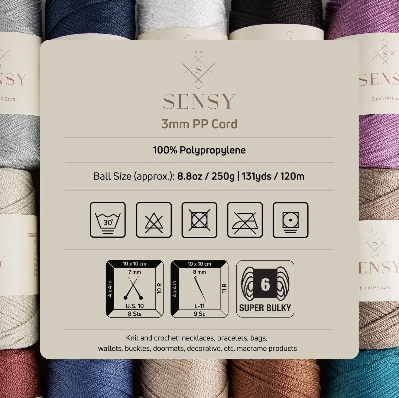 *Pre-Order* Sensy Premium 3mm - 131 Yards 100% Polyester Macrame Cord - The Yarn Geek