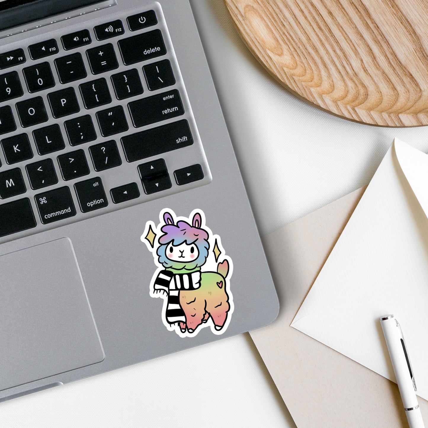 Cute Alpaca Rainbow Vinyl Decal – Waterproof Sticker Fun!