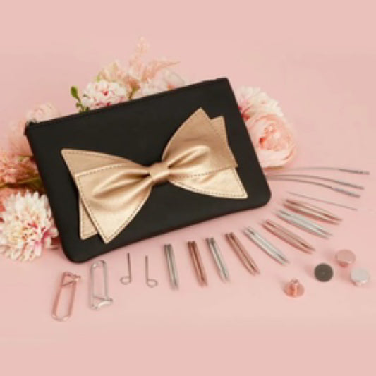 KnitPro Mini Bouquet Interchangeable Circular Knitting Needle Set – 2” Rose Gold & Silver Tips | Luxury Gift for Knitters