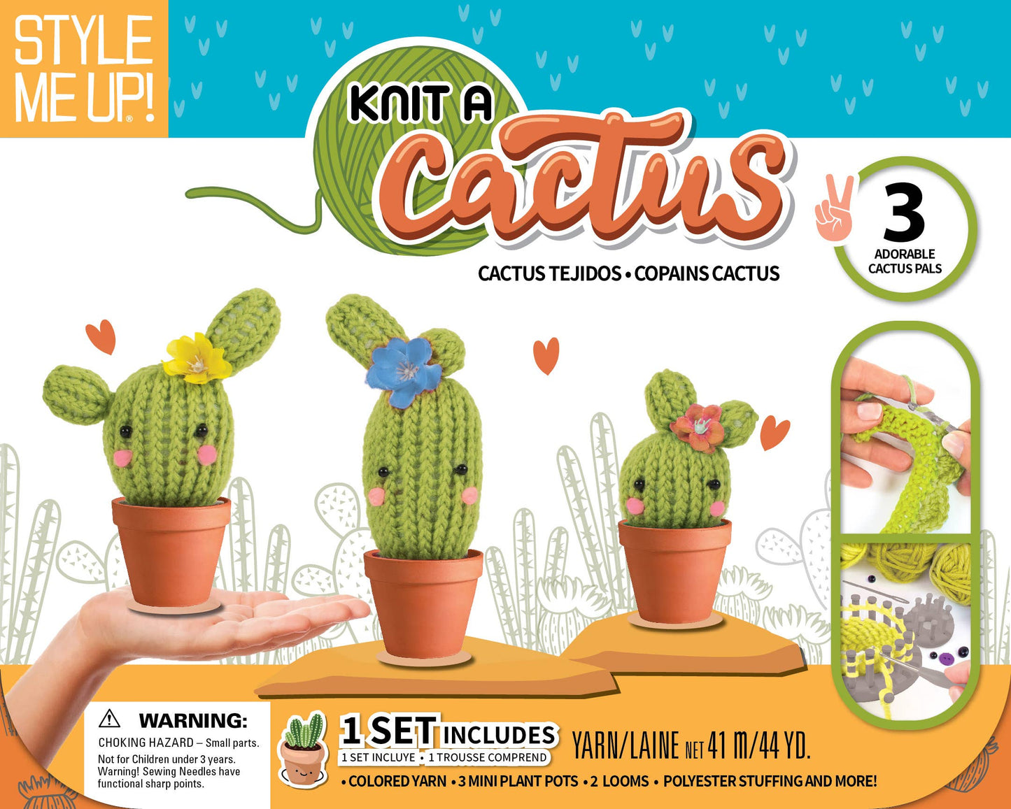 Style Me Up Knit a Cactus: Trendy Arts & Craft Kit for Kids