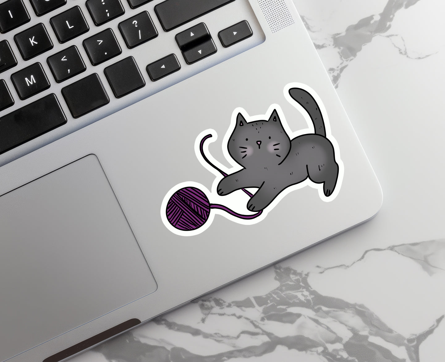 Cat with Yarn | Animal | Pet | Waterproof Sticker | 3"