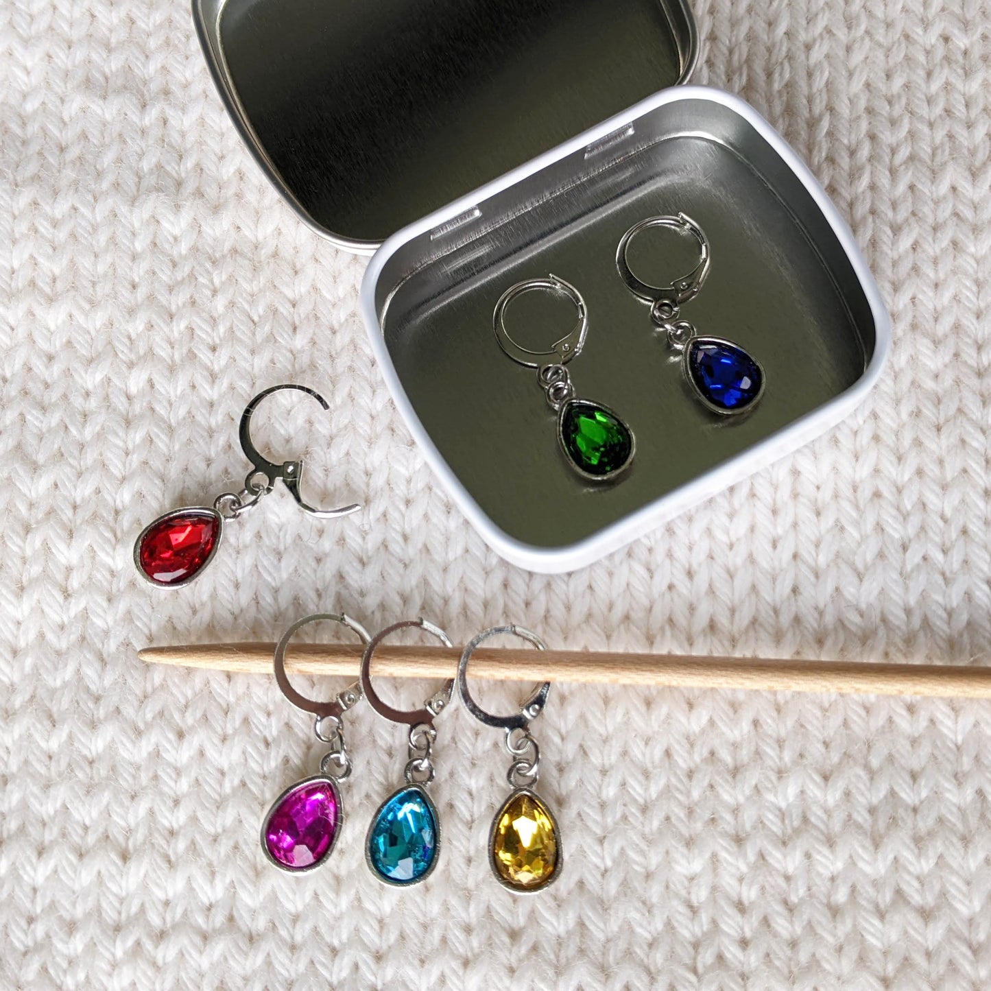 Crystal Jewels Locking Stitch Markers - Set of 6