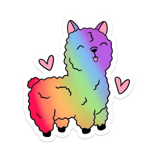 Rainbow Llama | Alpaca | Waterproof Vinyl Sticker | 2.5"