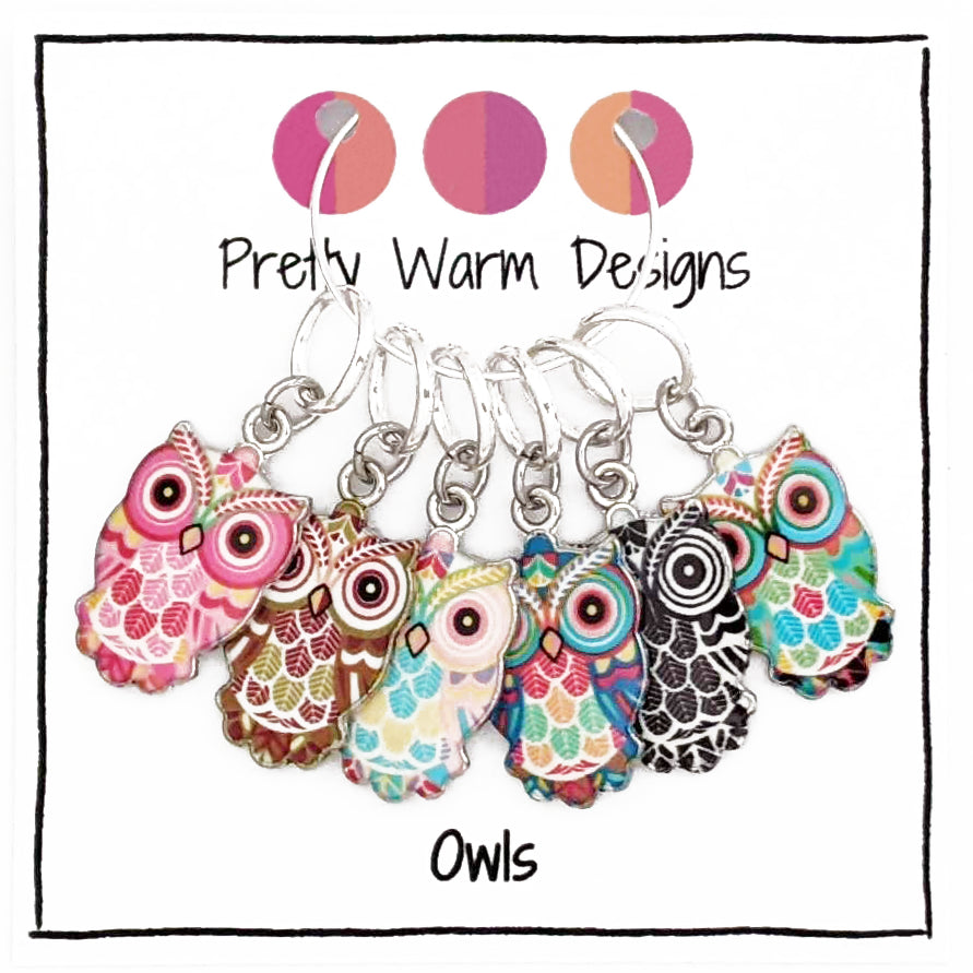 Owl Ring Stitch Markers - Set of 6