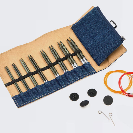 Indigo Wood Interchangeable Needles Set 5"