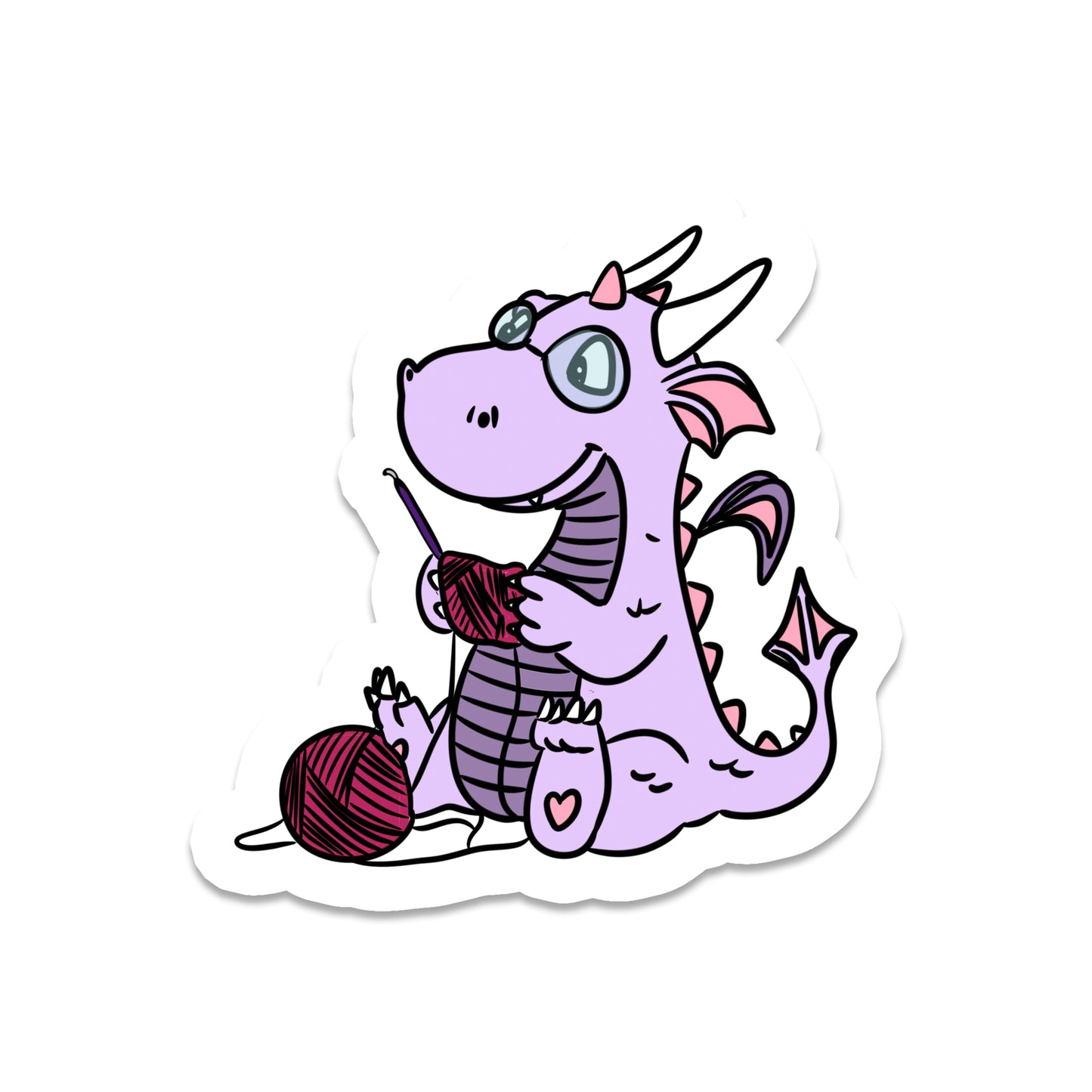 Crochet Dragon | Crafting | Waterproof Vinyl Sticker | 3"