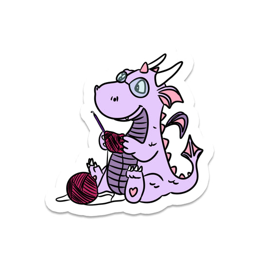 Crochet Dragon | Crafting | Waterproof Vinyl Sticker | 3"