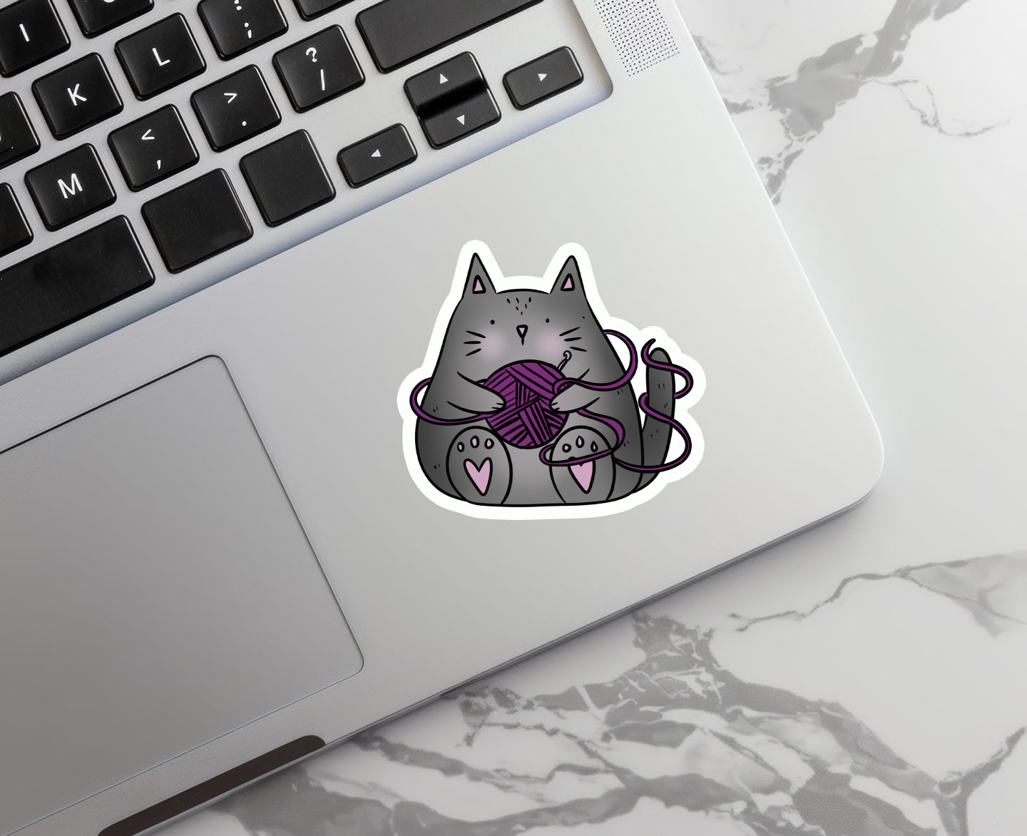 Crochet Cat | Animal | Pet | Waterproof Sticker | 2.5"