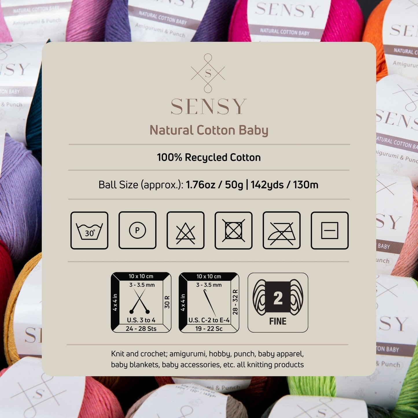 Sensy Premium 100% Soft Cotton Yarn for Amigurumi Knitting a