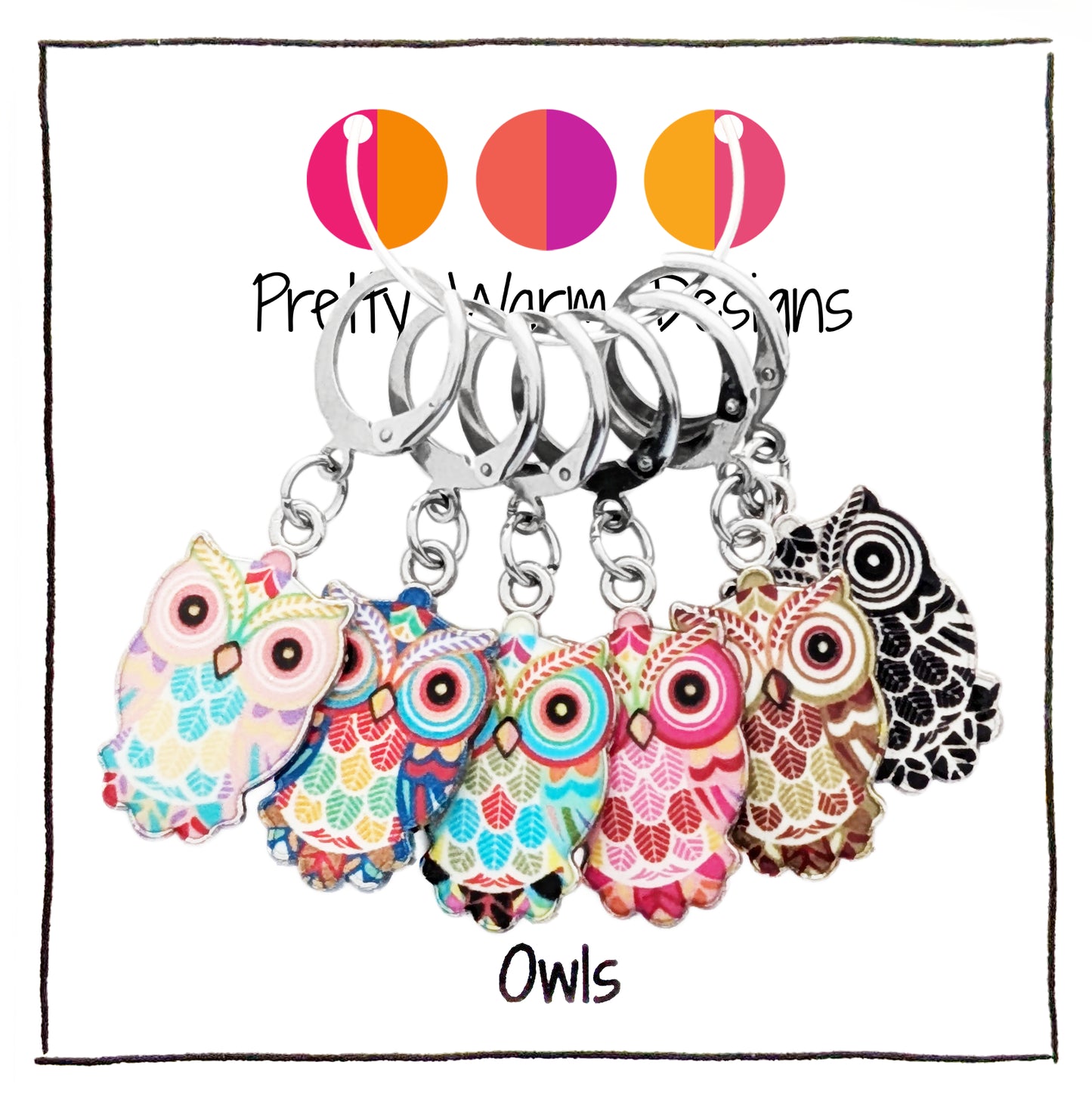 Owl Locking Stitch Markers - Set of 6