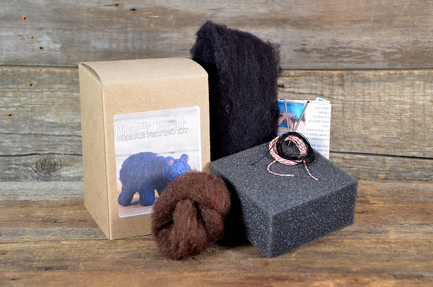 Needle Felting Kit-Black Bear Ornament- DIY