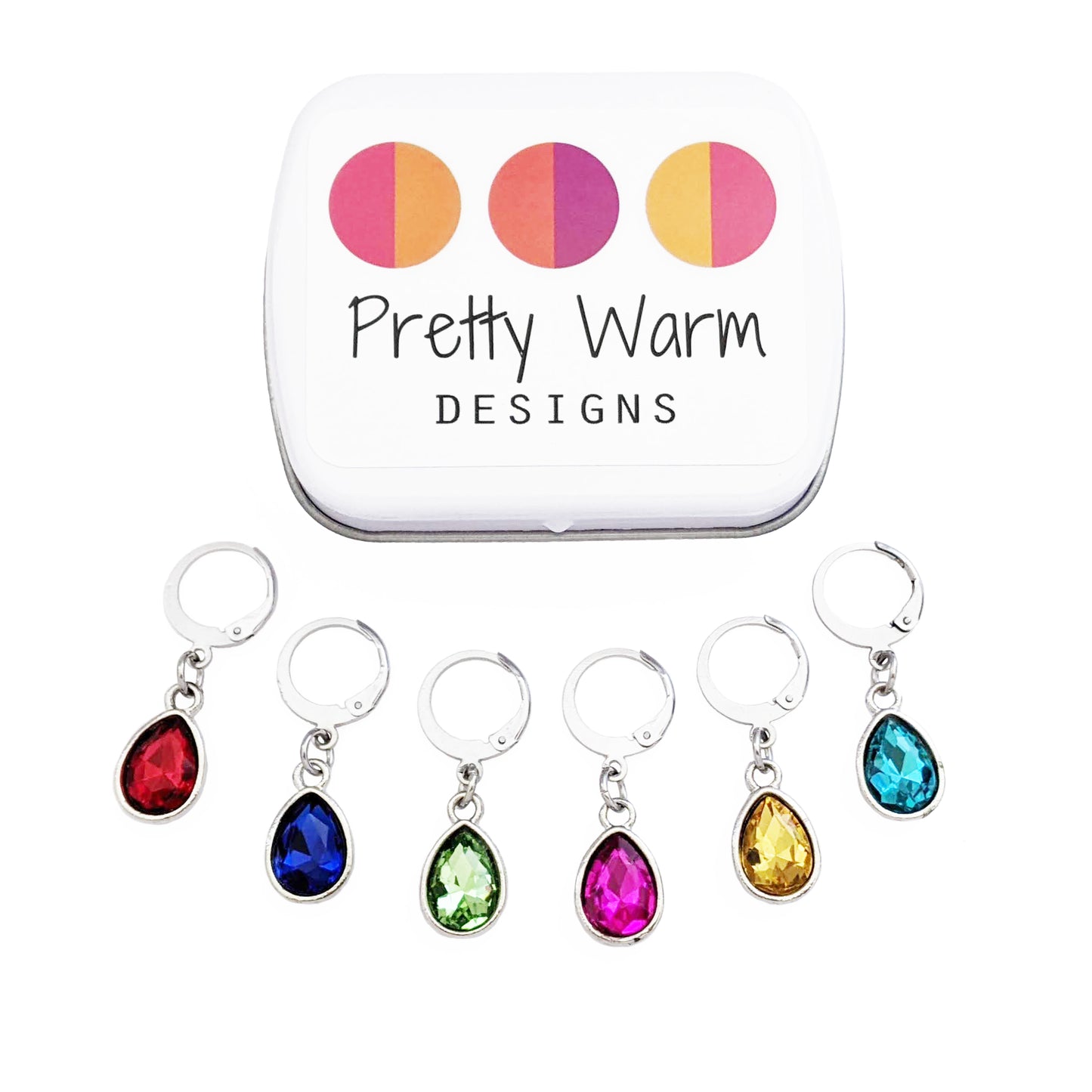 Crystal Jewels Locking Stitch Markers - Set of 6