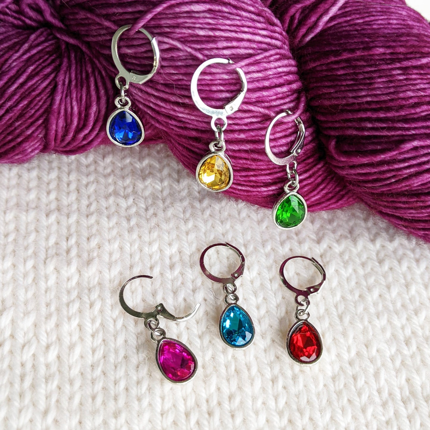 Crystal Jewels Locking Stitch Markers - Set of 6