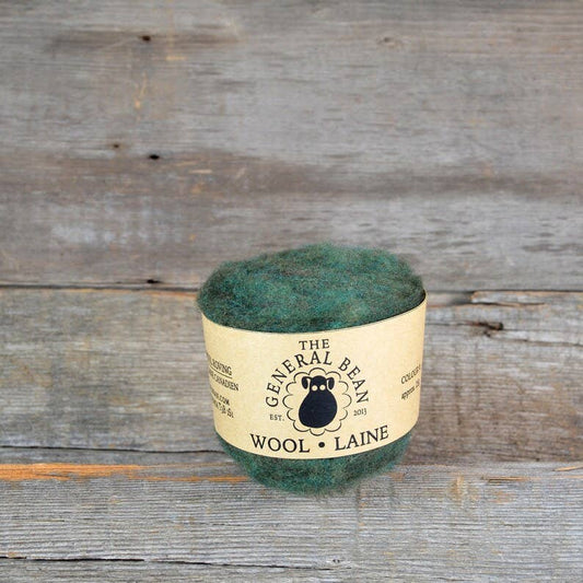 Needle Felting Wool -  Dark Green Local Wool - The Yarn Geek