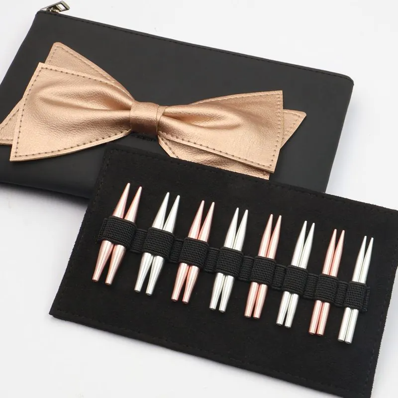 KnitPro Mini Bouquet Interchangeable Circular Knitting Needle Set – 2” Rose Gold & Silver Tips | Luxury Gift for Knitters